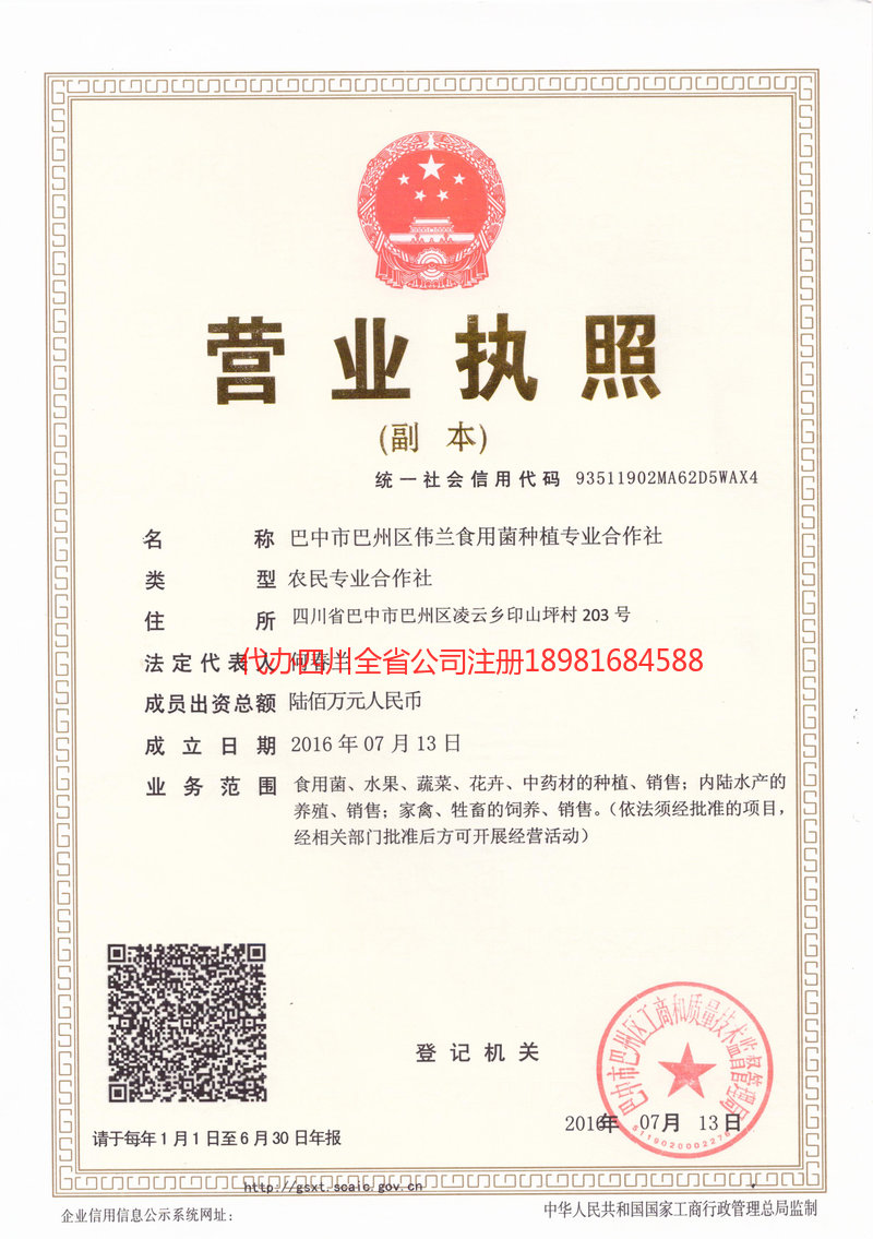 盘锦盘锦伟兰食用菌种植专业合作社